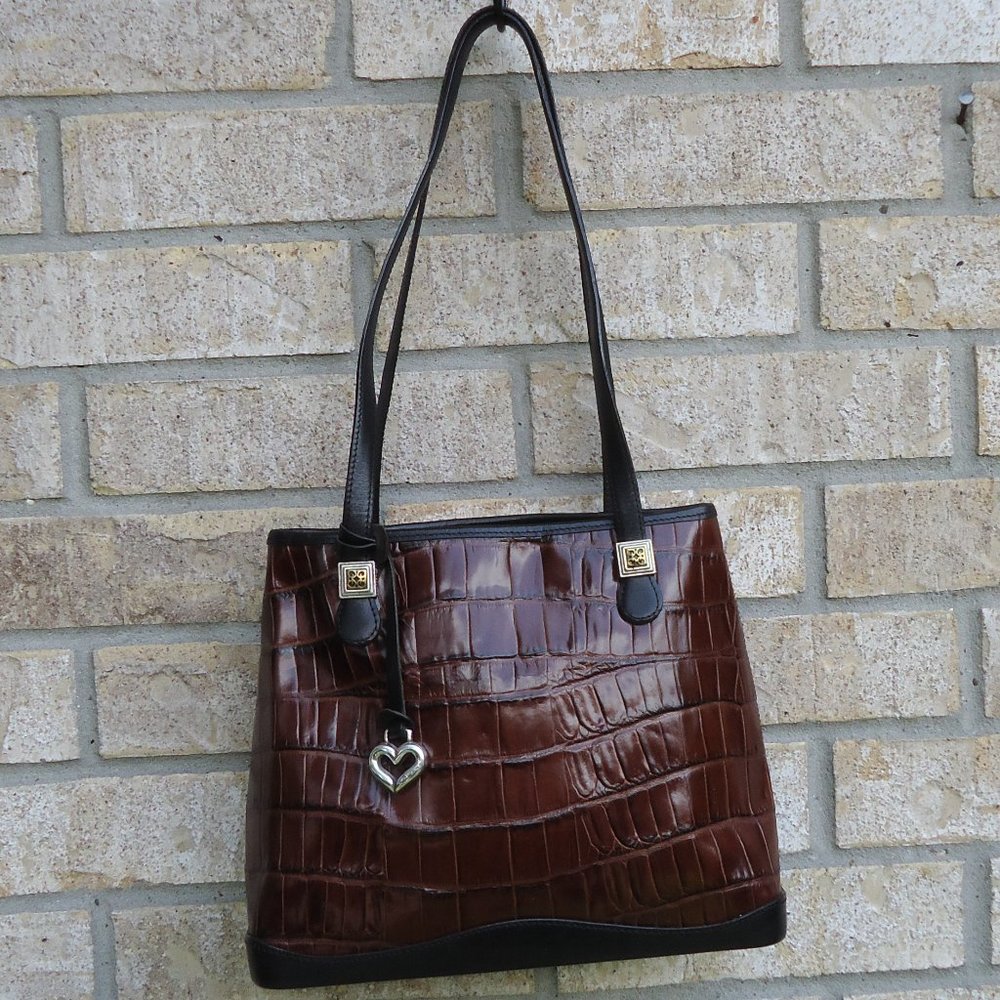 BRIGHTON croc-embossed leather shoulder bag. - Picture 2 of 16